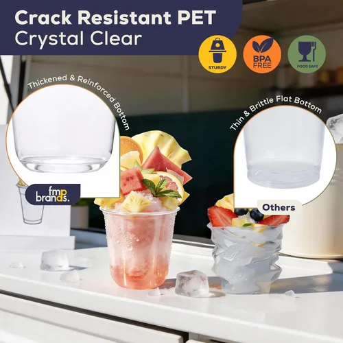 Miniatura 4 de Fit Meal Prep Paquete de 100 vasos de plástico transparente de fondo redondo de 12 onzas con tapas sin popote, tazas de café helado desechables
