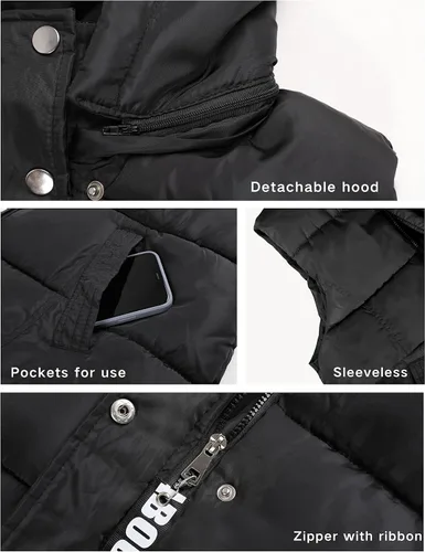 Miniatura 4 de Fiona Jolin Chaleco largo acolchado con capucha para mujer, abrigos de invierno acolchados sin mangas, chaquetas hinchadas