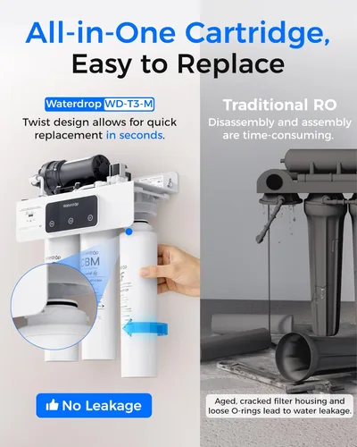 Miniatura 9 de Waterdrop Filtro de agua de ósmosis inversa de remineralización T3-M certificado NSF/ANSI 372, sistema de ósmosis inversa de 9 etapas, sistema