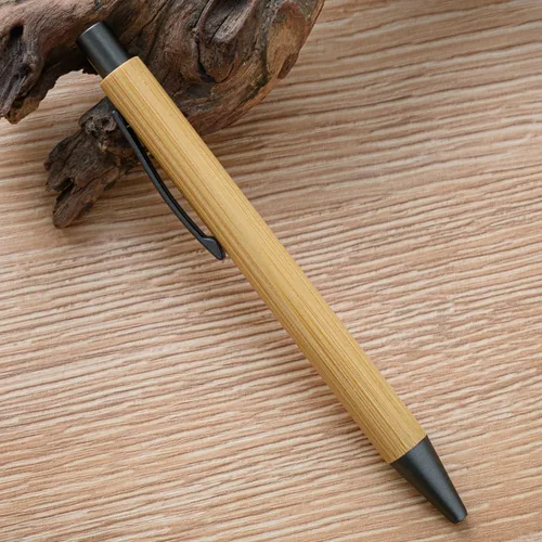 Miniatura 6 de Gullor Bolígrafo retráctil de bambú natural, bolígrafos sostenibles para escribir diario, suministros de oficina, bolígrafos ecológicos, 5