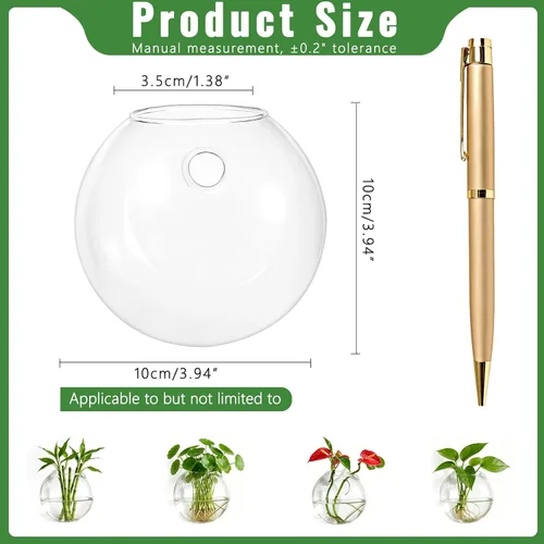 Miniatura 3 de NUPTIO Macetas de cristal para colgar en la pared: 4 jarrones transparentes de montaje en pared de terrario para interiores, oficina, jardín, sala