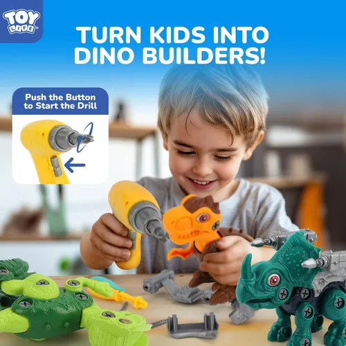 Miniatura 2 de TOY Life Paquete de 3 juguetes de dinosaurio desmontables para niños de 3, 5, 7 años, juguete de dinosaurio con taladro eléctrico, regalos
