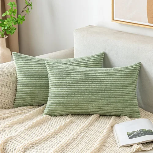 Miniatura 41 de EMEMA Paquete de 2 fundas de cojín cuadradas decorativas de pana suave y sólidas, fundas de cojín de primavera para sofá, dormitorio o automóvil, 14