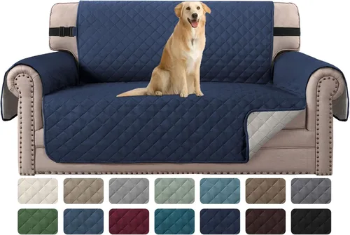 Miniatura 36 de H.VERSAILTEX Funda de sofá resistente al agua para sofá de 3 cojines, reversible, protector de muebles acolchado con correa elástica, funda de sofá