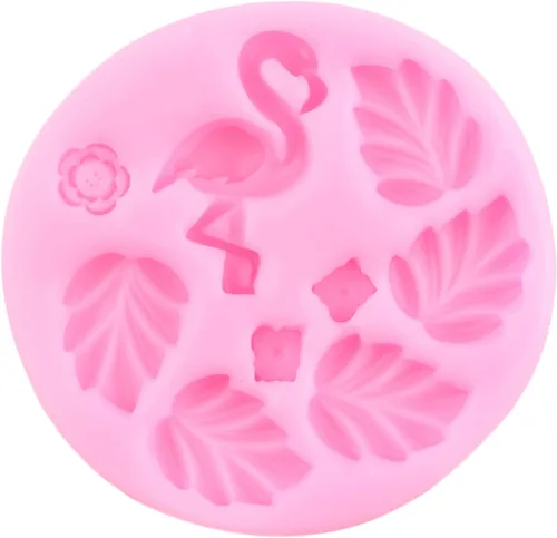 Miniatura 4 de Mujiang Molde de silicona de hojas tropicales para flamencos, moldes de hojas de Monstera para caramelo, hibisco, flor, pájaro, piña, chocolate