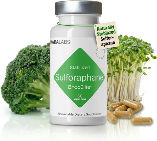 Mara Labs Broc Elite Plus | Suplemento de brócoli con extracto de sulforafano estabilizado | Sin residuos de glifosato | 60 cápsulas vegetales