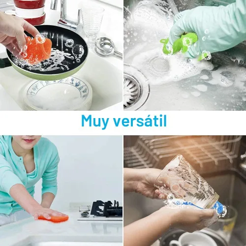 Miniatura 5 de 3 esponjas de silicona OstWony para platos, esponjas de silicona de grado alimenticio súper alimentarias, utensilios de cocina multiusos