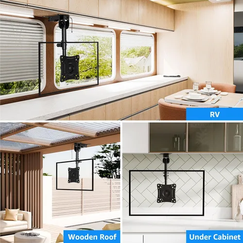 Miniatura 8 de MOUNTUP - Soporte plegable para debajo del gabinete de TV - Soporte de TV abatible y giratorio, se adapta a pantallas LCD de 13-32" hasta 22 libras