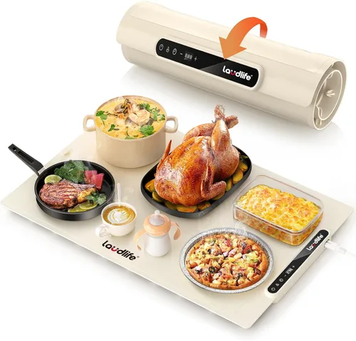 Miniatura 15 de Tapete de calentamiento de alimentos extra grande para encimera (XXL 36 x 16 pulgadas), almohadilla térmica de superficie completa con 4 ajustes