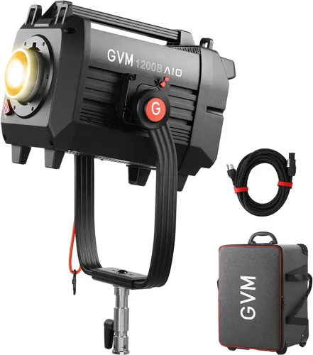GVM - Luz de video LED de 1200 W, kit de iluminación de película AIO 1200B, kit de iluminación de fotografía de 42800lux/9.8 ft con control DMX,
