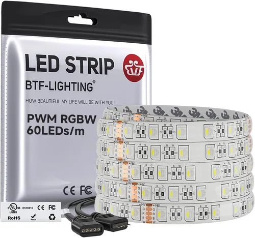 Miniatura 27 de BTF-LIGHTING Tira de luz LED IP68 impermeable para exterior RGBW 5050SMD RGB+Blanco cálido (3000K-3500K) 4 colores en 1 CC12V 16.4 pies 5m 60LED/m