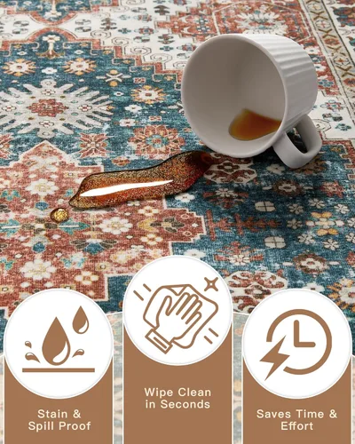 Miniatura 133 de Madane Tapete lavable de 2 x 10 pies para pasillo, cocina, recibidor, clásico, suave, antideslizante para interiores, casa de campo, baño, sala