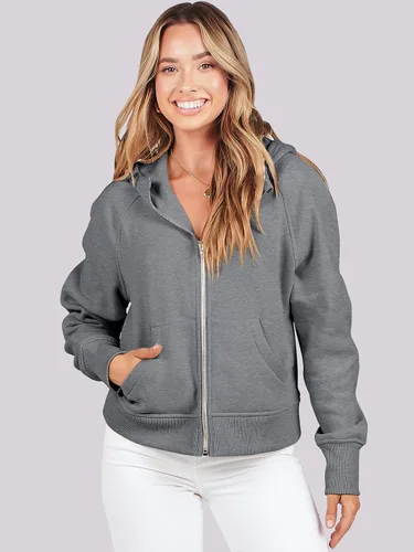 Miniatura 9 de ANRABESS Sudaderas con capucha recortadas con cremallera para mujer, sudaderas de forro polar con cremallera, suéteres con capucha, suéteres 2024