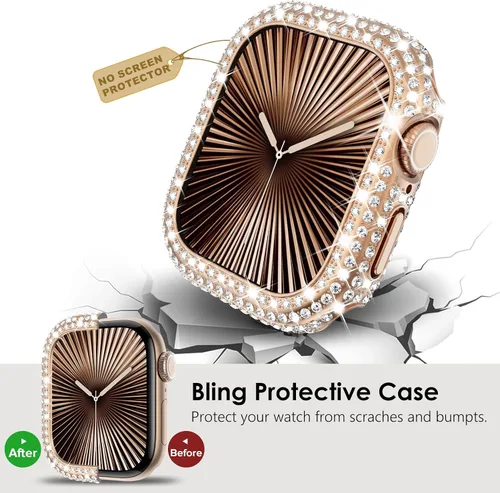 Miniatura 7 de Correa y Funda Diseñadas por KADES para Apple Watch Series de 46 mm, 45 mm, 44 mm, 42 mm, 41 mm, 40 mm, 38 mm para Mujer, Correa de Metal