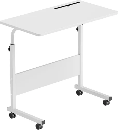 Miniatura 13 de Mesa auxiliar, 31.5 pulgadas/21.6 pulgadas, soporte ajustable para laptop, bandeja de carrito portátil, mesa de noche para computadora, mesa