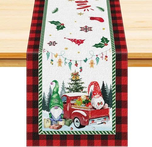 Miniatura 8 de Nialnant Caminos de mesa de Navidad, decoraciones de mesa de invierno de Navidad con bolas de Navidad, flores de nochebuena, camino de mesa