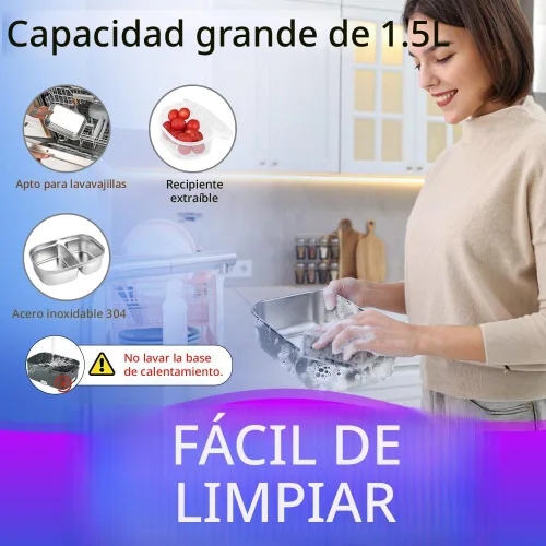 Miniatura 6 de IXIIE Lonchera eléctrica de 80W, calentador de alimentos para el trabajo, 12V/24V/110V, lonchera portátil para adultos con 2 envases de acero