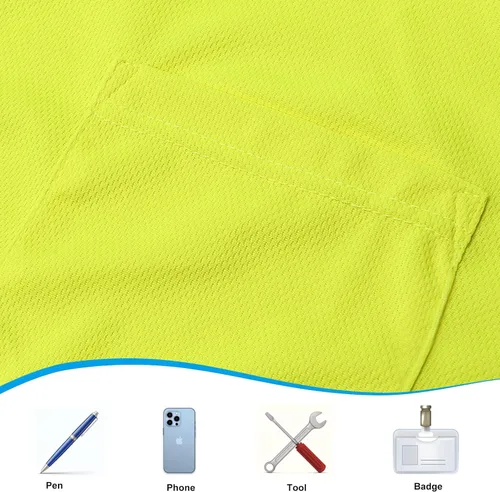 Miniatura 5 de A-SAFETY Playera de manga larga de seguridad de alta visibilidad, personalizable con logotipo (XS-6XL)
