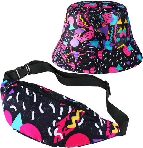 JenPen Juego de 2 sombreros tipo cangurera de los años 80 y 90 para hombres y mujeres, accesorios retro para fiestas deportivas de verano
