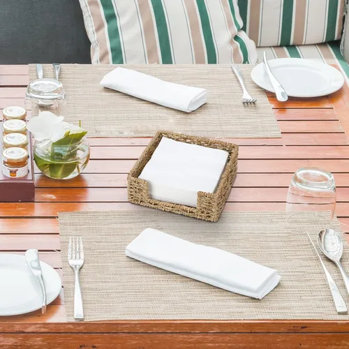 Miniatura 6 de Graciadeco Servilletero de Ratán para Mesa, Bandeja Cuadrada de Hierba Marina para Servilletas de Papel Cocina Restaurante Cena Cestas de Mimbre
