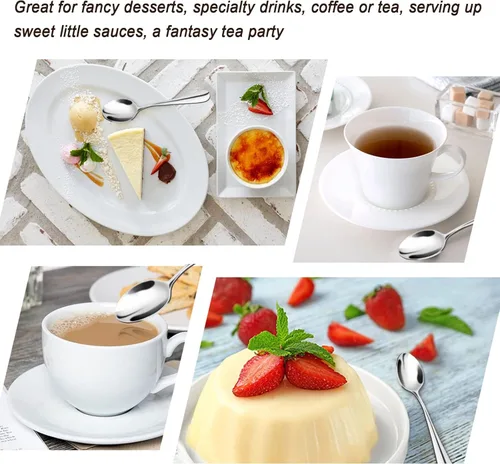 Miniatura 3 de Demitasse Café Expreso, Mini café Cuchara, Acero inoxidable 18/10 Pequeño cucharas para cucharas de postre, té, 6, Plateado