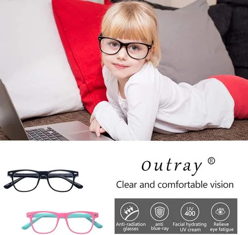 Miniatura 5 de Anteojos con bloqueo de luz azul de computadora para niños y niñas de 3 a 12 años, antifatiga visual Conjunto Negro+azul