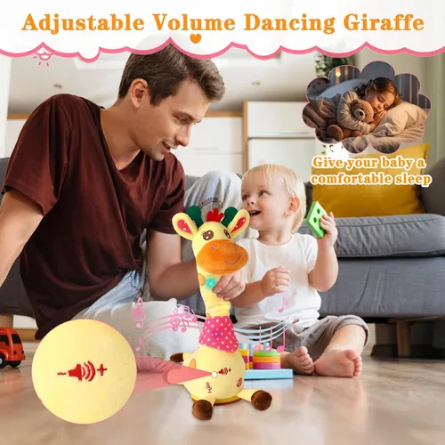 Miniatura 8 de Jirafa de Peluche Bailarina Juguetes para Bebé Cantando Canciones Juguete para Niños Pequeños Repite Lo Que Dices Juguete Musical Brillante
