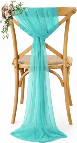 Miniatura 45 de VDS Paquete de 25, Rojo Manzana, Lazos de Gasa para Sillas con Bordado de Chiffon, Funda para Silla con Moño en la Parte Posterior, Ideal