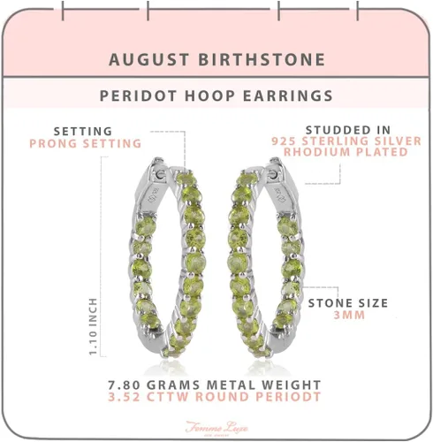 Miniatura 4 de Femme Luxe Pendientes de aro con piedras preciosas Inside-Out en plata, meses de piedra natal