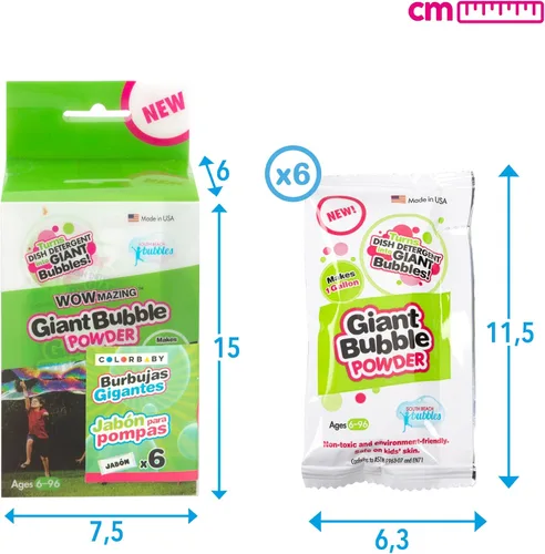 Miniatura 3 de WOWmazing Mezcla de polvo de recarga de burbujas grandes (6 paquetes) – Convierte el detergente para platos en burbujas gigantes. Hace 6 galones.