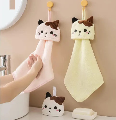 Miniatura 2 de PRATIQUE Paquete de 5 bonitas toallas de mano, toallas de baño con lazo para colgar, toalla de mano para niños, animales, toalla de mano absorbente