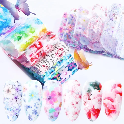 Miniatura 23 de Calcomanías holográficas de transferencia de uñas, hojas de esmalte de uñas de corazón de amor, láminas de transferencia de papel estrellado
