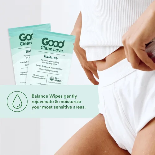 Miniatura 7 de Good Clean Love Rebalance Toallitas hidratantes y limpiadoras personales, reduce naturalmente el olor y apoya la salud vaginal, producto de higiene