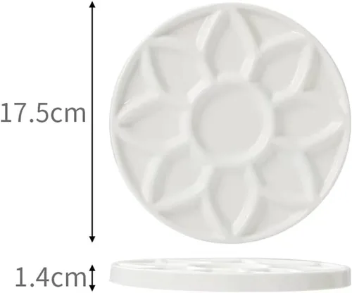 Miniatura 2 de Paleta de pintura de porcelana de 17 pozos, bandeja de cerámica, paleta de mezcla de acuarela para pintura al óleo acrílica, acuarela, pintura