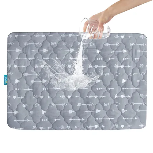 Juego de sábanas protectoras de colchón ajustables impermeables Pack and Play, compatible con Graco Pack n Play & Dream On Me & Pamo Babe, para Gris