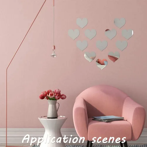 Miniatura 7 de PH PandaHall 50 piezas de mini azulejos de espejo de 2 pulgadas, espejo de corazón acrílico adhesivo pequeño espejo cuadrado mosaico, azulejos