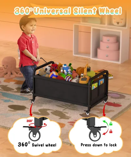 Miniatura 6 de Caja grande de juguetes para niños de 80 litros con ruedas, organizador de almacenamiento de baúl de juguetes para niños pequeños, niños, niñas