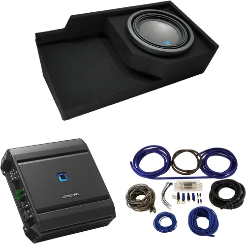 Miniatura 9 de American Sound Connection Alpine Type S - Paquete compatible con Chevy CK Silverado Ext Truck S-W12D4 1988-98 Single 12" Loaded Sub Box Enclosure