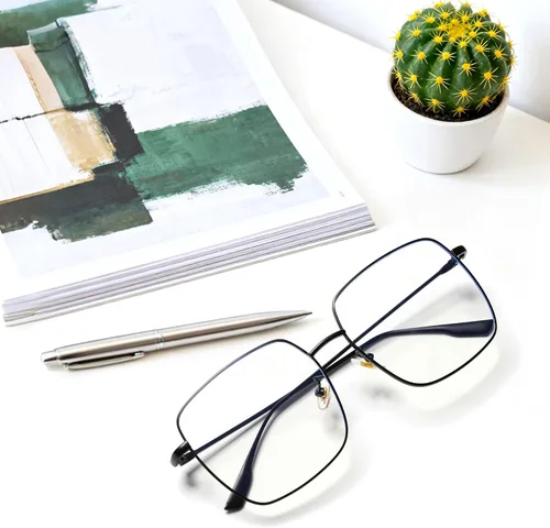 Miniatura 7 de Lentes de lectura cuadrados de gran tamaño para mujeres y hombres, anteojos con filtro de luz azul, lectores de marco de metal grande con protección