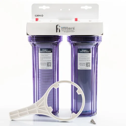 Sistema de filtro de 2 etapas para toda la casa para agua de ciudad y pozo (GEN2/V2) elimina contaminantes, sedimentos, productos químicos, cloro,