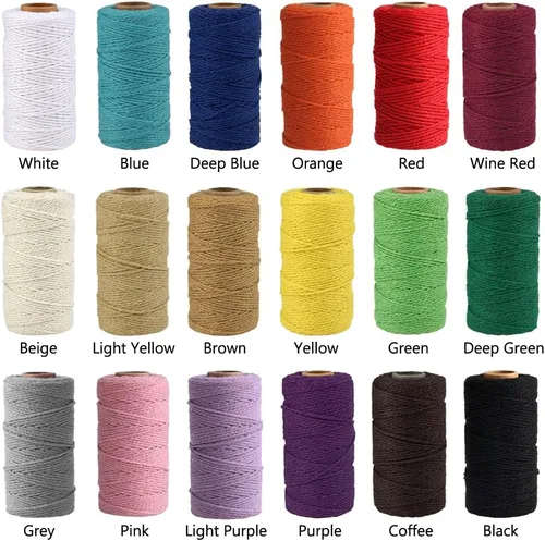 Miniatura 2 de FLIPPED (109 yardas/1.5 mm/35 colores opcionales) 109 cuerdas de macramé para manualidades, cuerda de algodón para macramé, cuerda de panadero, Gris