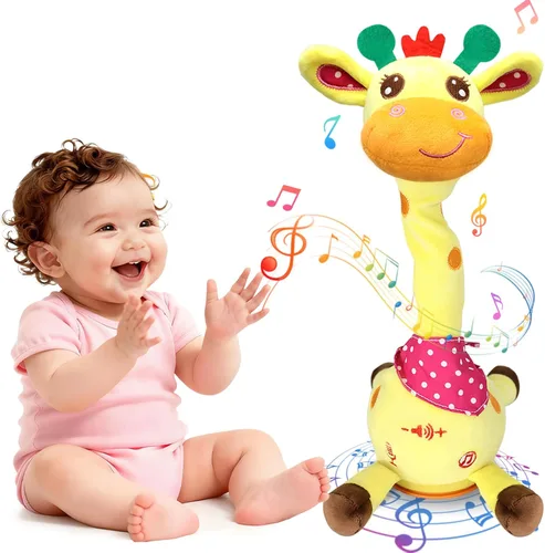 Hunfur - Juguete de Jirafa que Habla y Baila, Animal de Peluche que Repite lo que Dices con Luz que Brilla, Juguete para Bebés de 3-18 Meses, Regalo