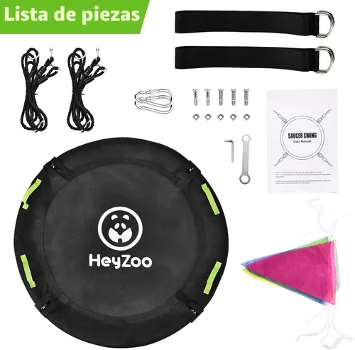 Miniatura 6 de HeyZoo Columpio de árbol, columpio de platillo más grande de 60 pulgadas para toda la familia, capacidad de peso de 900 libras, con correas