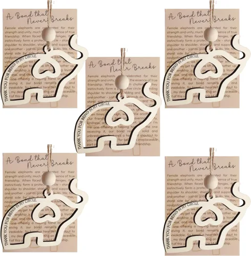 Adorno de elefante de la amistad con tarjeta de regalo, regalos de cumpleaños para mejores amigas para mujeres, adorno colgante decorativo (5