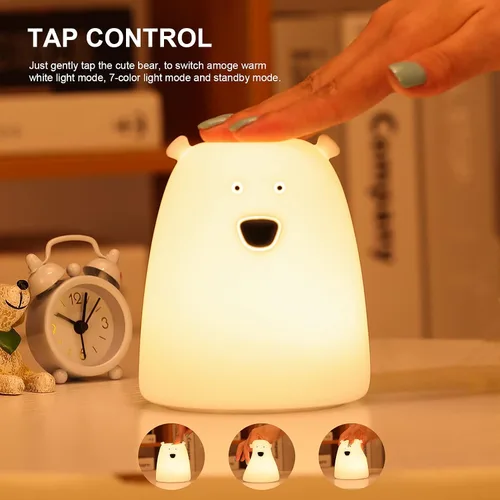 Miniatura 2 de ZKLiLi Luz nocturna para niños, lámpara de 16 colores linda, luces nocturnas regulables para bebé, luz nocturna recargable de silicona