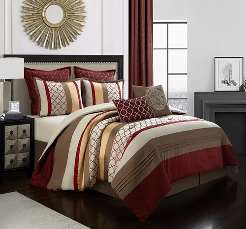 Miniatura 10 de Grand Avenue Juego de edredón tamaño Queen color marrón aguamarina, ropa de cama jacquard de 8 piezas con sábanas, ropa de cama bordada ultrasuave