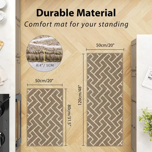 Miniatura 2 de hicorfe Juego de 2 tapetes de cocina antideslizantes para piso, cómodas alfombras de cocina lavables para pasillos, entrada, cuarto de servicio