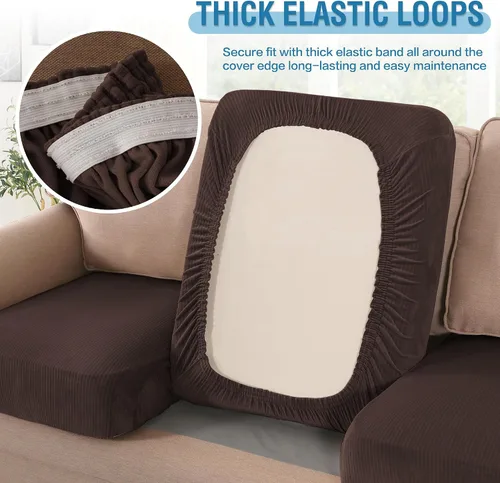 Miniatura 327 de H.VERSAILTEX Funda de cojín elástica de terciopelo para sofá, funda de cojín de felpa para silla, sofá biplaza o sofá, protector de muebles, cojín