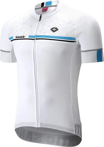Miniatura 27 de Santic Camiseta de ciclismo para hombre, manga corta, camiseta de ciclismo de carretera, cremallera completa, UPF 50+, MTB con bolsillos