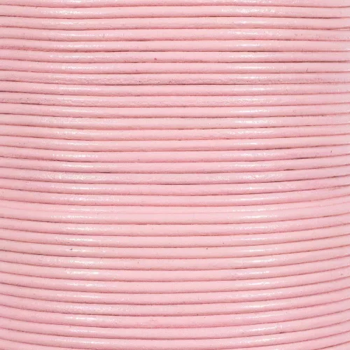 Miniatura 3 de Tiras de cuero redondo genuino de 0.069 pulgadas para pulseras, collares, cuentas y otras joyas – 10 yardas / 29.9 ft – rosa